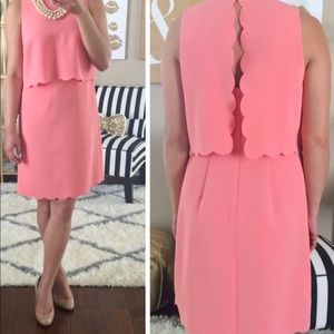 LOFT | Coral Scalloped Illusion Dress